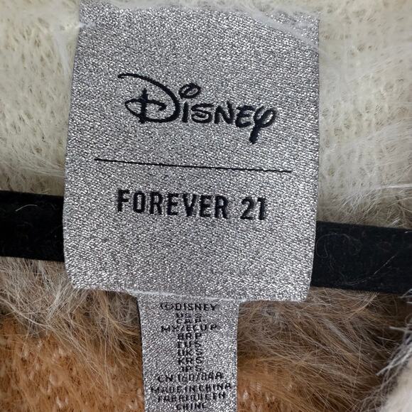 NWOT Disney X Forever 21 Bambi Womens Furry Brown/White Cardigan Sweater Medium - Picture 10 of 11